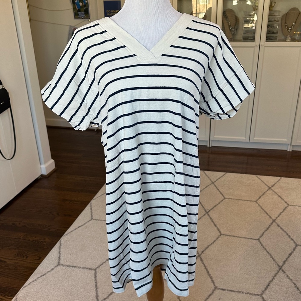 Madewell Vneck Striped Dress - Picture 2 of 7